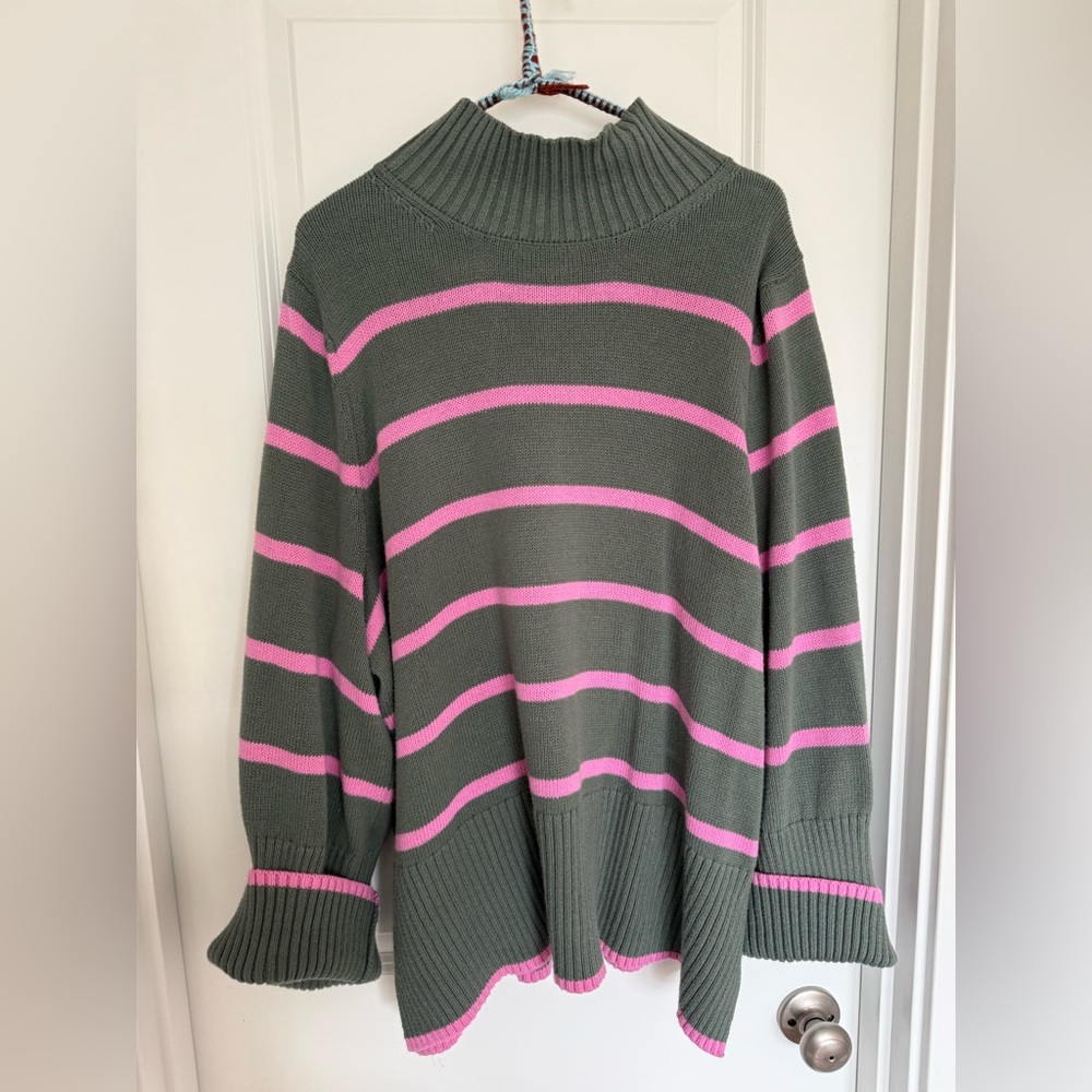 Striped Pink and Green Women's Sweater